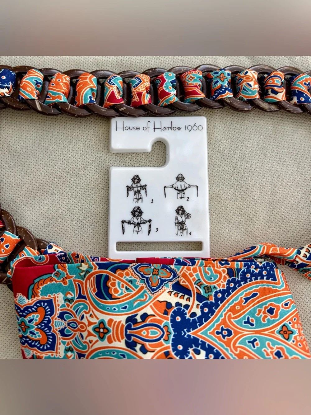NWT HOUSE OF HARLOW 1960 Braided Paisley Scarf Belt  - Red, Orange, Teal, Blue